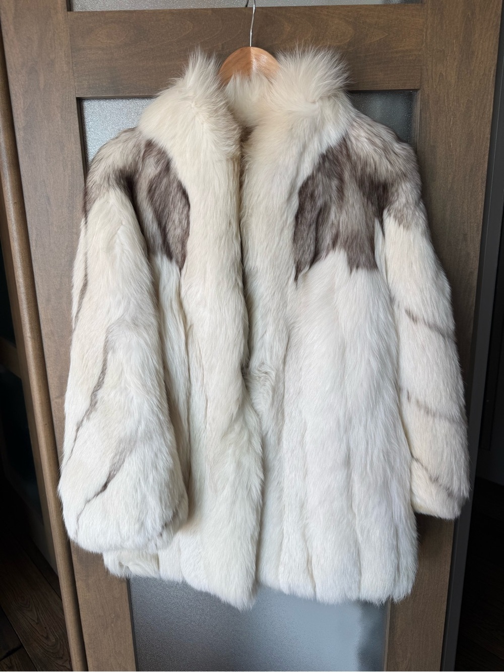 Classic White & Gray Fox Fur Coat - Luxury Women's Jacket